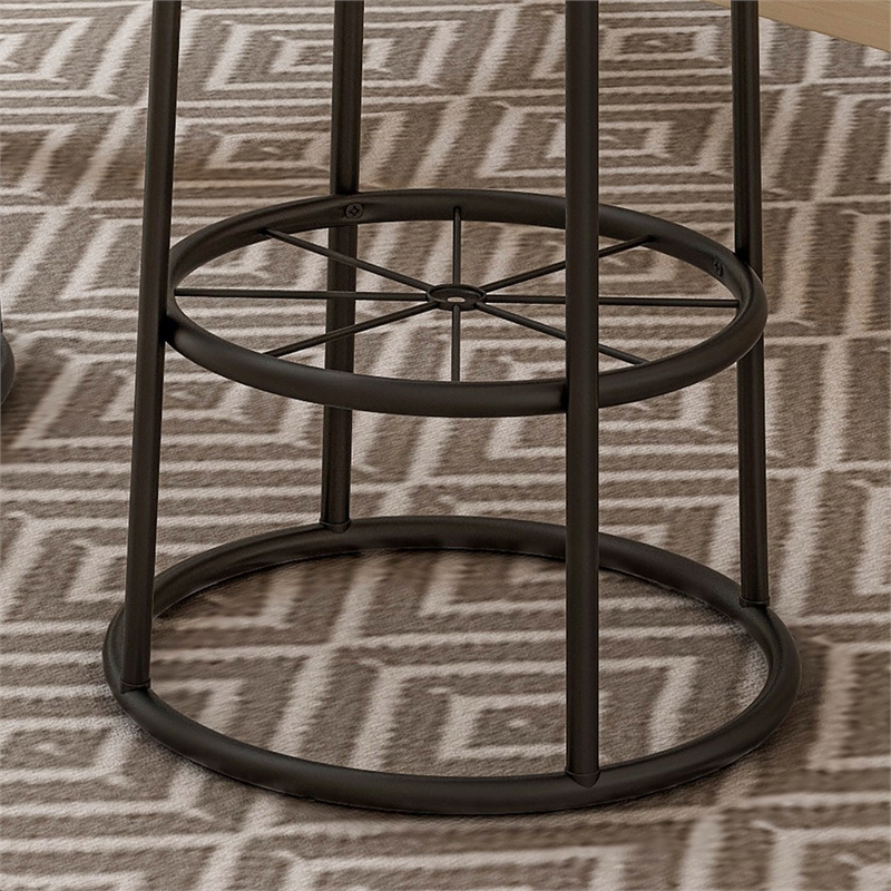 Furniture of America Cera Metal Bar Stool in Warm Oak (Set of 2)