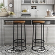 Furniture of America Cera Metal Bar Stool in Warm Oak (Set of 2)
