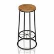 Furniture of America Cera Metal Bar Stool in Warm Oak (Set of 2)