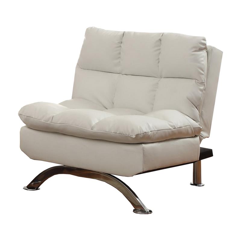 Furniture of America Preston Faux Leather Tufted Convertible Chair in