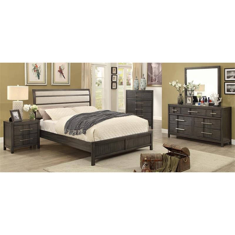 Furniture of America Vela Solid Wood Cal King Platform Bed in Gray ...