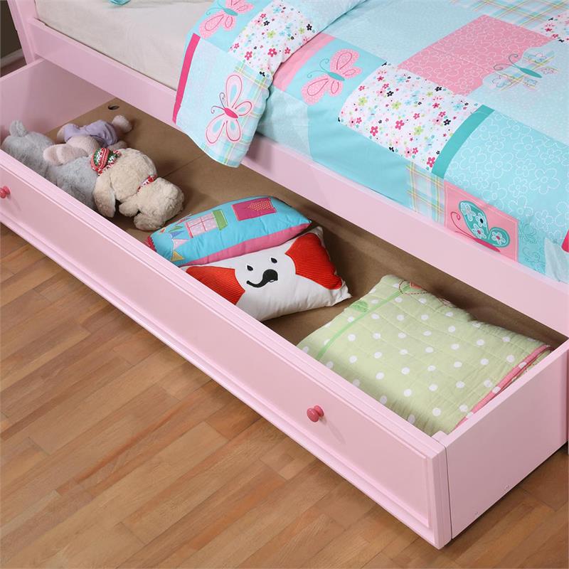 Furniture of America Poppy Transitional Solid Wood Trundle in Pink