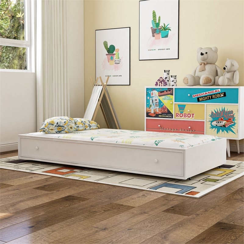 Furniture of America Poppy Transitional Solid Wood Trundle in White