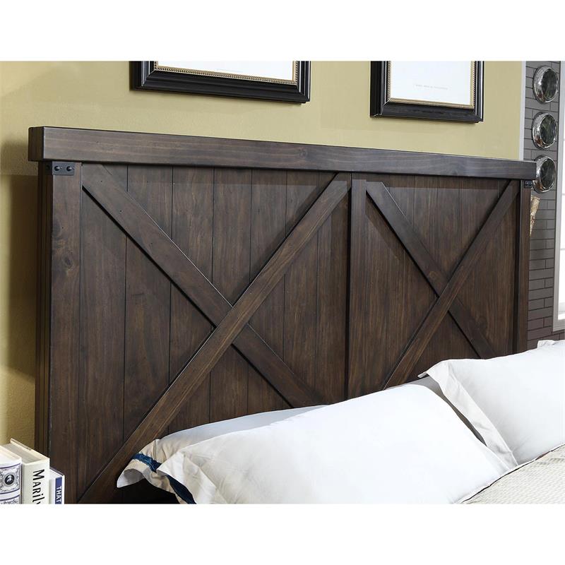 Furniture of America Andrew Rustic Wood California King Panel Bed in Dark Walnut