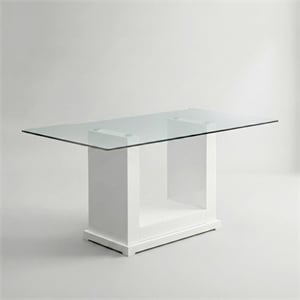 Furniture of America Canta Contemporary Tempered Glass Top Dining Table in White