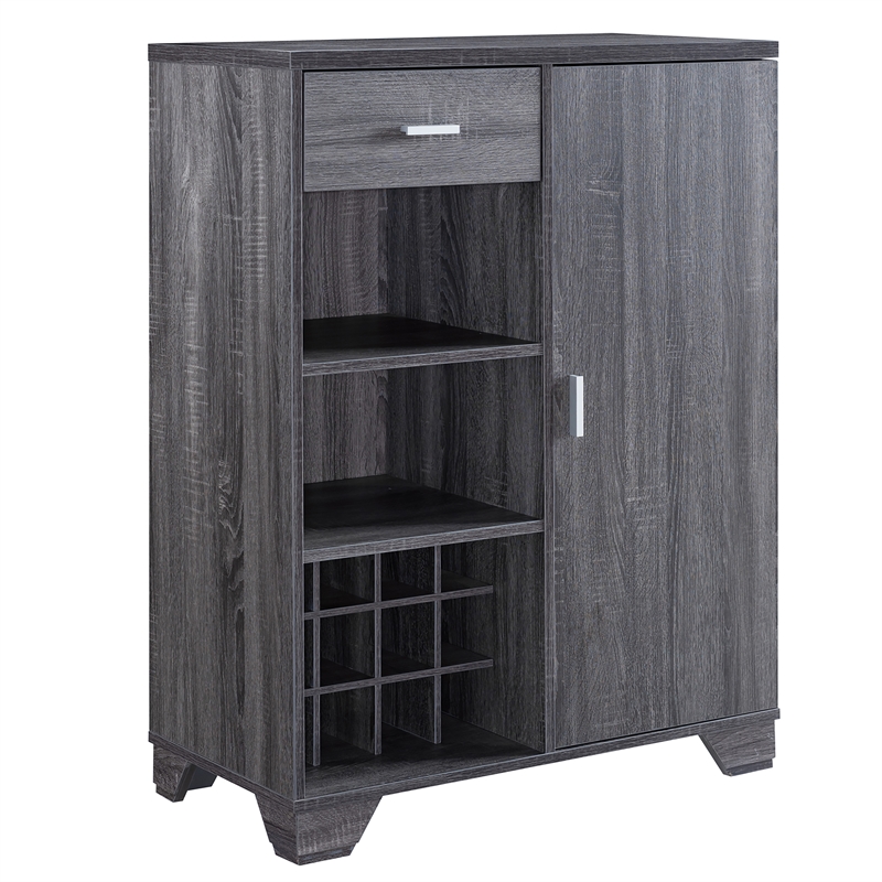 Furniture of America Morchi Modern Wood 12-Bottle Buffet in Dark Gray