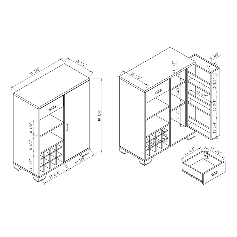 Furniture of America Morchi Modern Wood 12-Bottle Buffet in Dark Gray