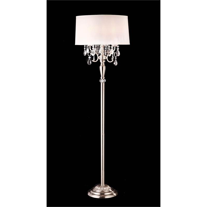 Furniture of America Engis Glam Metal Floor Lamp in White and Chrome