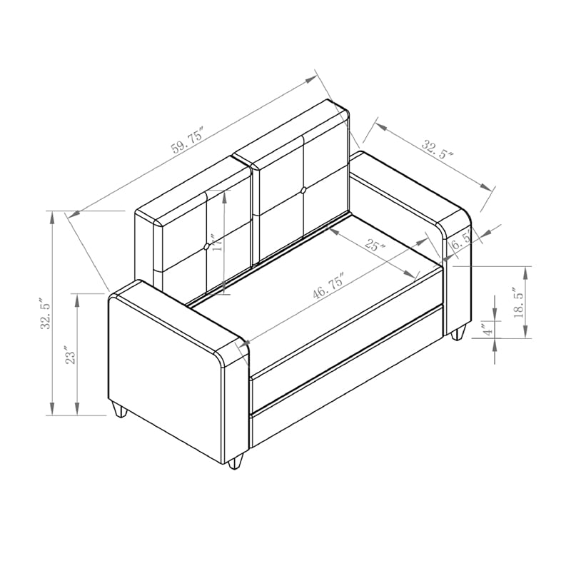 Furniture of America Megumi Modern Fabric Tufted Loveseat in Gray