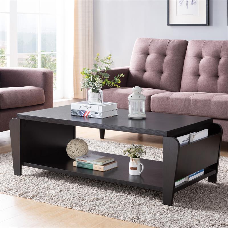 Furniture of America Allium Wood Coffee Table with Magazine Rack in Cappuccino