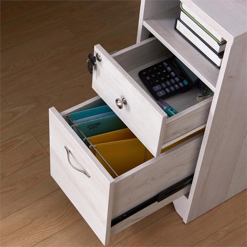 Furniture of America Helmer Wood L-Shaped Writing Desk with USB in White