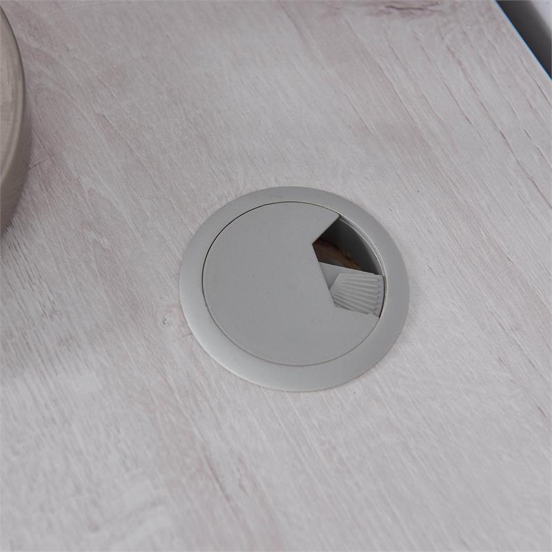 Furniture of America Helmer Wood L-Shaped Writing Desk with USB in White