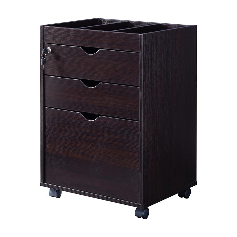 Furniture Of America Dune Wood Mobile Locking File Cabinet In Espresso Idi 192522