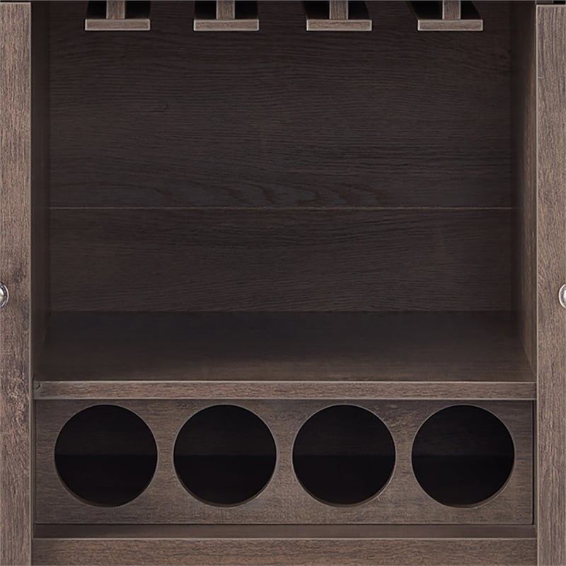 Furniture of America Nico Modern Wood 4-Bottle Buffet in Walnut Oak