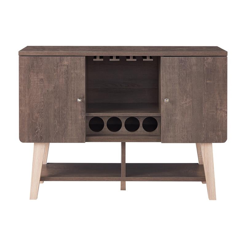 Furniture of America Nico Modern Wood 4-Bottle Buffet in Walnut Oak