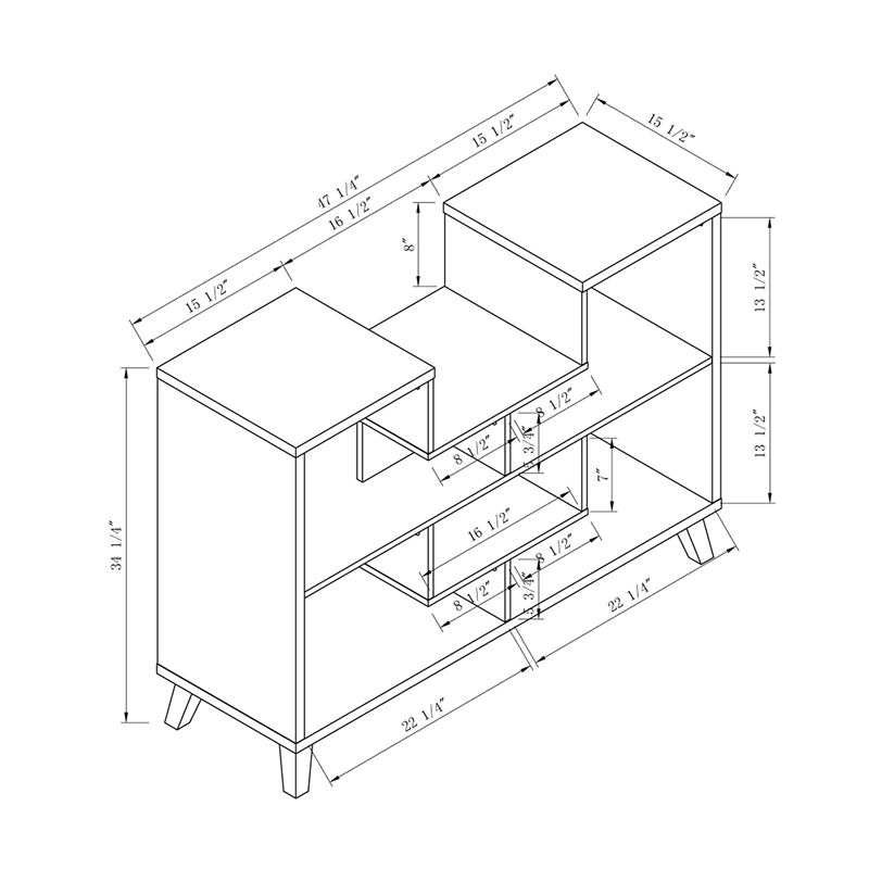 Furniture of America Nova Wood 6-Shelf Display Console Table in White Oak