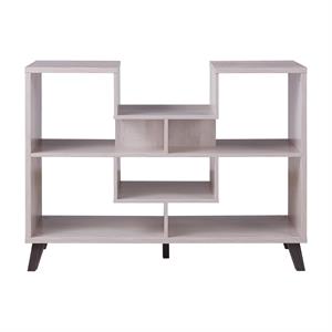 Furniture of America Nova Wood 6-Shelf Display Console Table in White Oak
