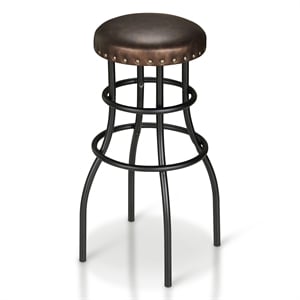Furniture of America Casta Rustic Faux Leather Nailhead Bar Stool in Bronze