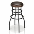 Furniture of America Casta Rustic Faux Leather Nailhead Bar Stool in Bronze