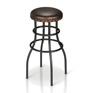 furniture of america casta faux leather nailhead bar stool in bronze