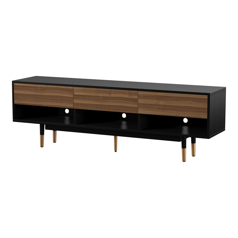 Furniture of America Zuna Mid-Century Modern Wood 3-Drawer TV Stand in Black