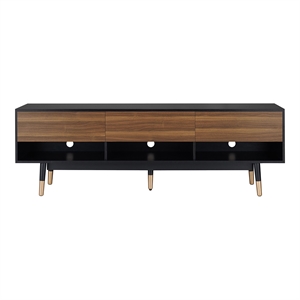 Furniture of America Zuna Mid-Century Modern Wood 3-Drawer TV Stand in Black