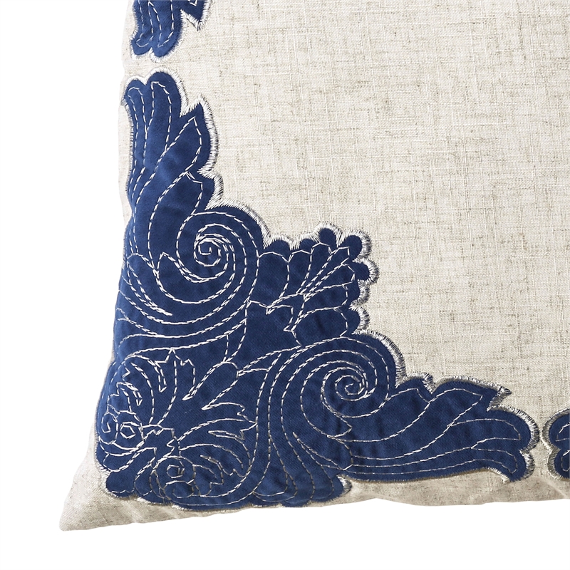 Furniture of America Cornelius Fabric Natural and Indigo Throw Pillow (Set of 2)