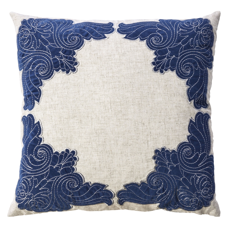 Furniture of America Cornelius Fabric Natural and Indigo Throw Pillow (Set of 2)