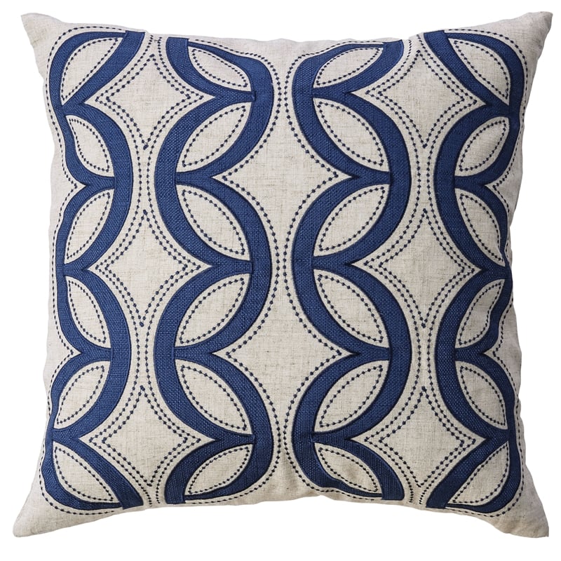 Furniture of America Cousineau Fabric Natural and Indigo Throw Pillow (Set of 2)