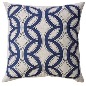 Furniture of America Cousineau Fabric Natural and Indigo Throw Pillow (Set of 2)