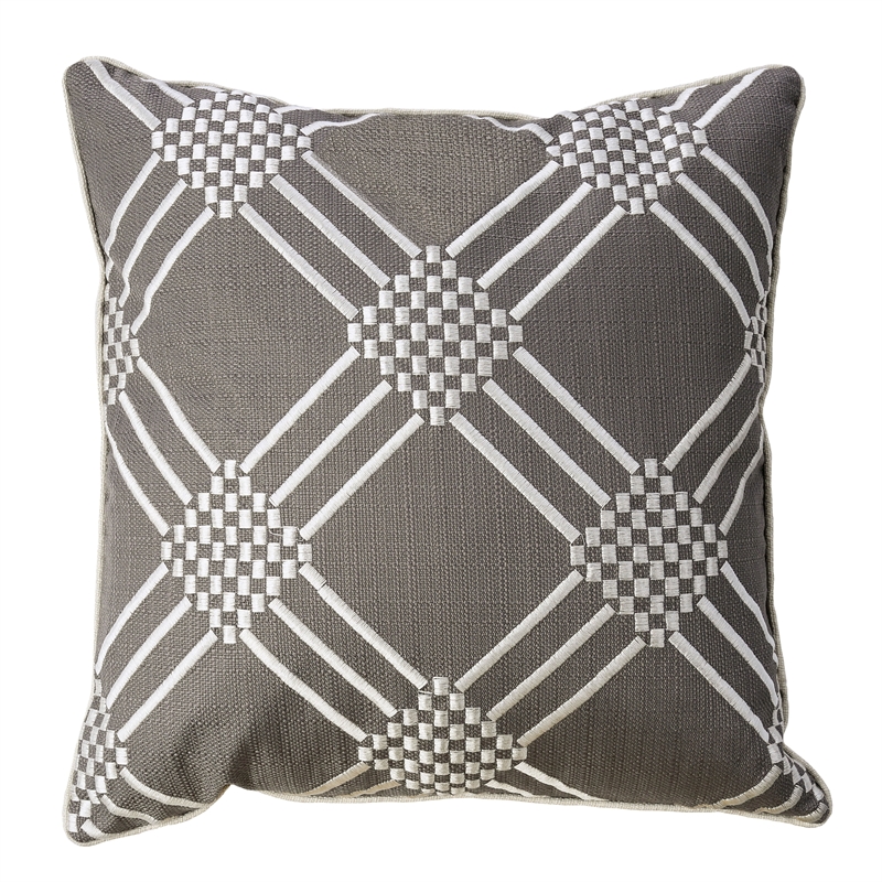 Furniture of America Creighton Fabric Throw Pillow in Gray (Set of 2)