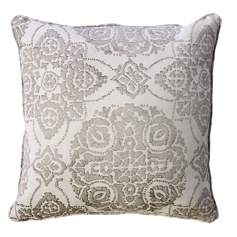 Furniture of America Chumbley Fabric Throw Pillow in Cream and Gray (Set of 2)