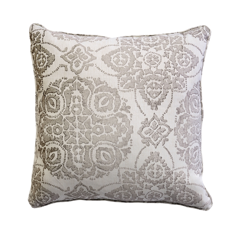 Furniture of America Chumbley Fabric Throw Pillow in Cream and Gray (Set of 2)