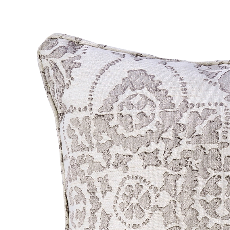 Furniture of America Chumbley Fabric Throw Pillow in Cream and Gray (Set of 2)