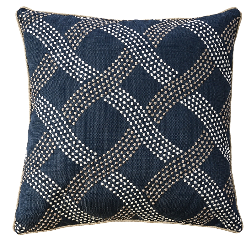 Furniture of America Crumpler Fabric 20-Inch Throw Pillow in Navy (Set of 2)
