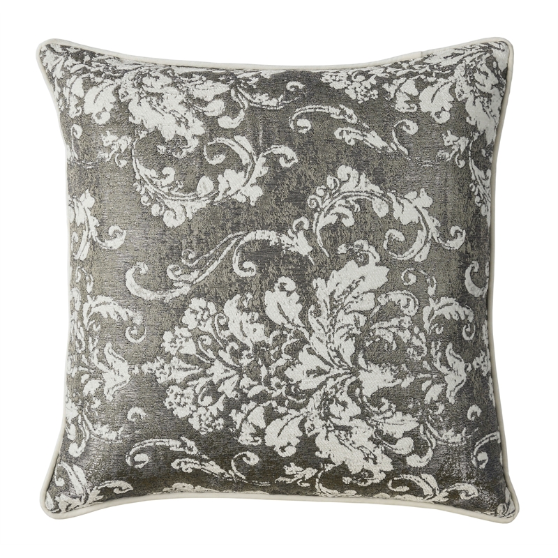 Furniture of America Copeland Fabric 20-Inch Throw Pillow in Silver (Set of 2)