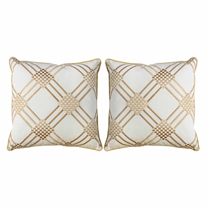Furniture of America Creighton Fabric Throw Pillow in Ivory (Set of 2)
