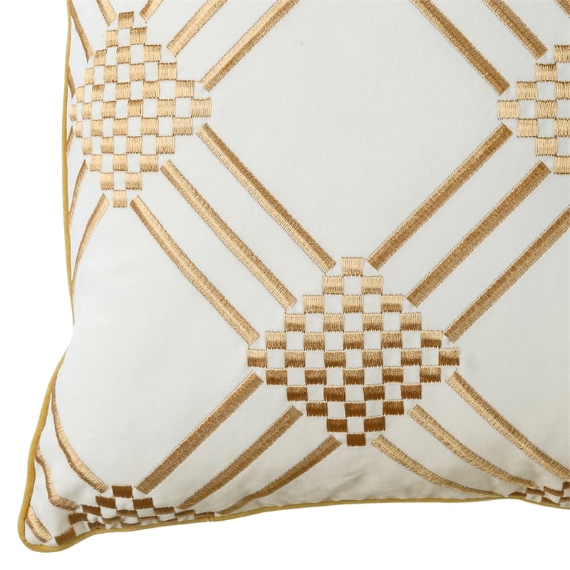 Furniture of America Creighton Fabric Throw Pillow in Ivory (Set of 2)