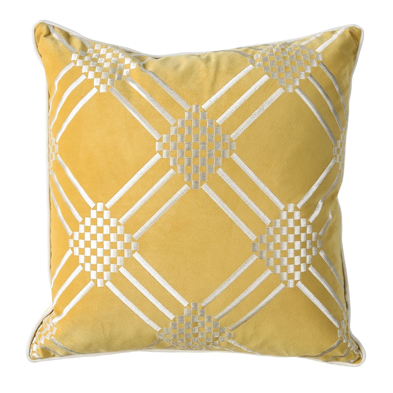 Furniture of America Creighton Fabric Throw Pillow in Yellow (Set of 2)