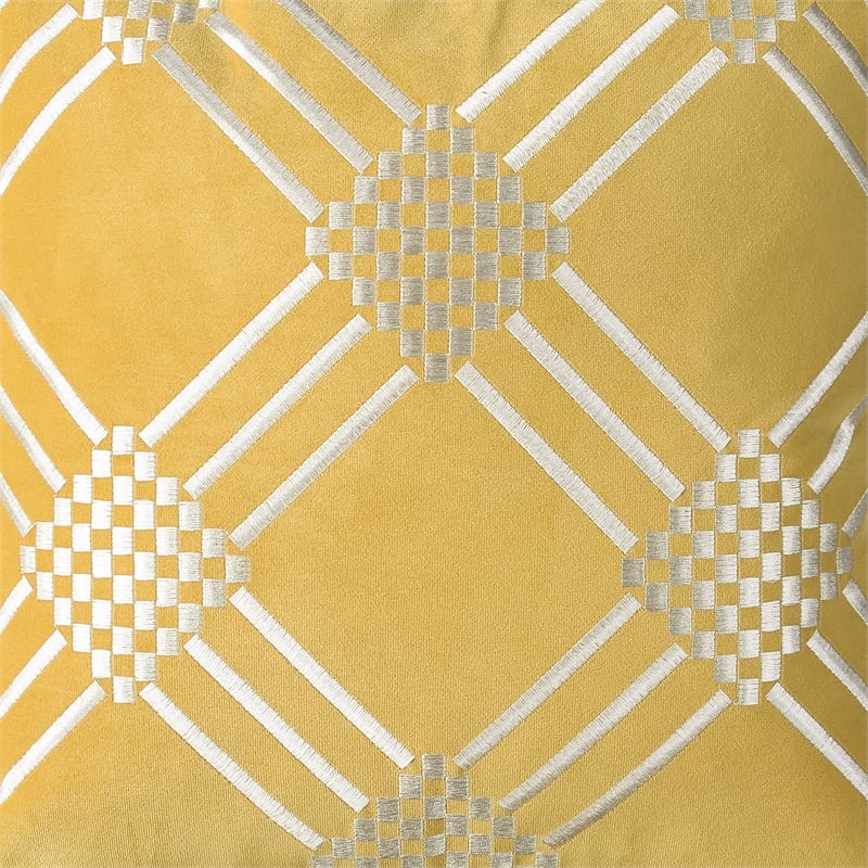 Furniture of America Creighton Fabric Throw Pillow in Yellow (Set of 2)