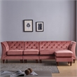 Furniture of America Trielle Velvet Modular Sectional with Ottoman in Pink