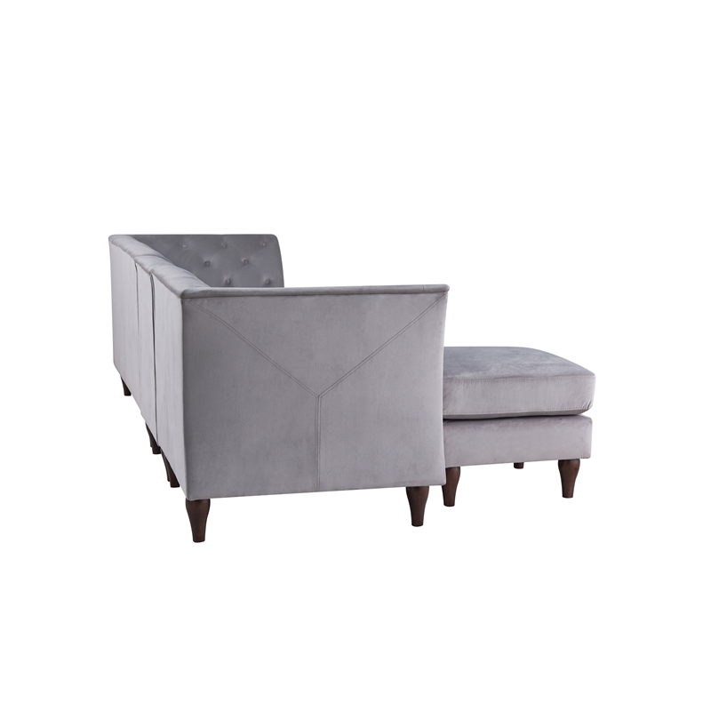 Furniture of America Trielle Fabric Modular Sectional with Ottoman in Gray - IDI-8082-SEC-OT