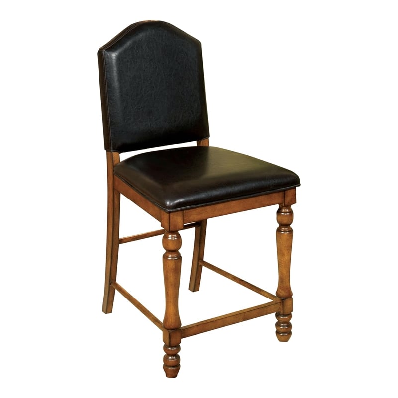 Furniture of America Hesperia Faux Leather Counter Chair in Black (Set of 2)