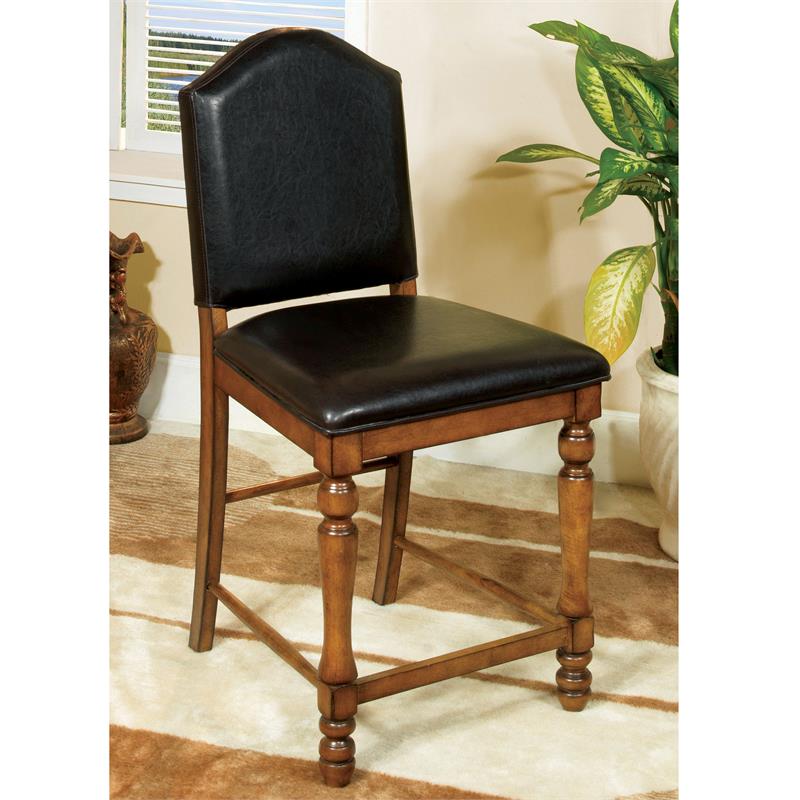 Furniture of America Hesperia Faux Leather Stool in Black and Brown