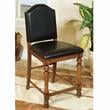 Furniture of America Hesperia Faux Leather Counter Chair in Black (Set of 2)
