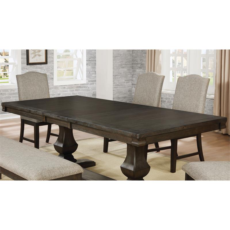 Furniture of America Lemieux Solid Wood 7-Piece Dining Table Set in Espresso
