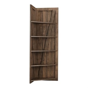 furniture of america terry rustic wood 5-tier corner bookcase in reclaimed oak