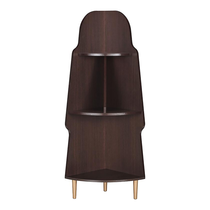 Furniture of America Cellex Wood Contemporary 3-Tier Corner Bookcase in Espresso
