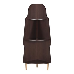 Furniture of America Cellex Wood Contemporary 3-Tier Corner Bookcase in Espresso