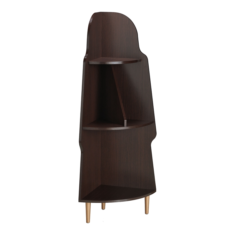 Furniture of America Cellex Wood Contemporary 3-Tier Corner Bookcase in Espresso